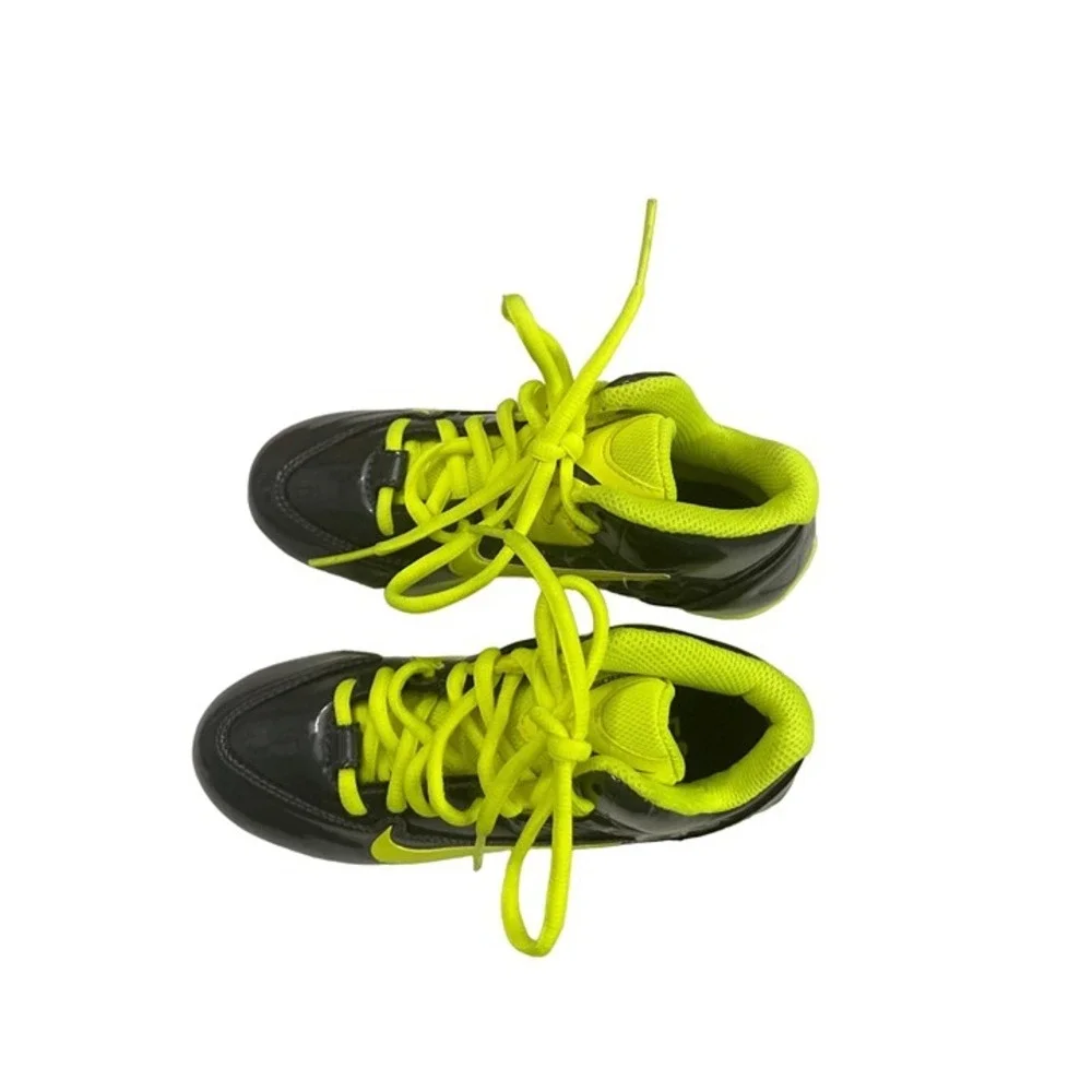 Nike‎ Speedlax Lacrosse Cleats Youth 1.5Y Black Volt Neon Yellow Dual Pull